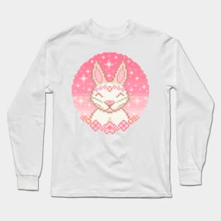 Bunny Pixel Art - Blue Version Long Sleeve T-Shirt